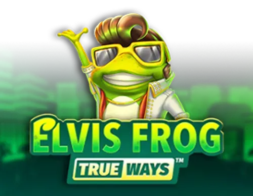Elvis Frog in Vegas Cartoon Elvis frog character wearing sunglasses and white suit waving